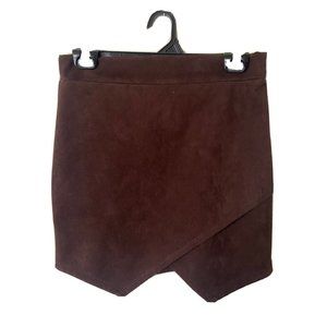 NEWBURY KUSTOM Sz S Brown Faux Suede Stretch Mini Skirt USA Made